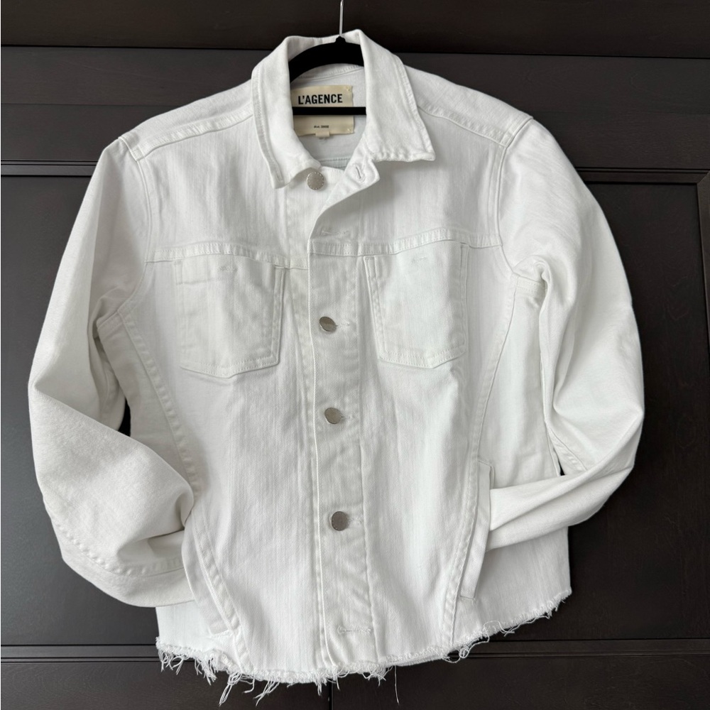 L'AGENCE Classic White Denim Jacket